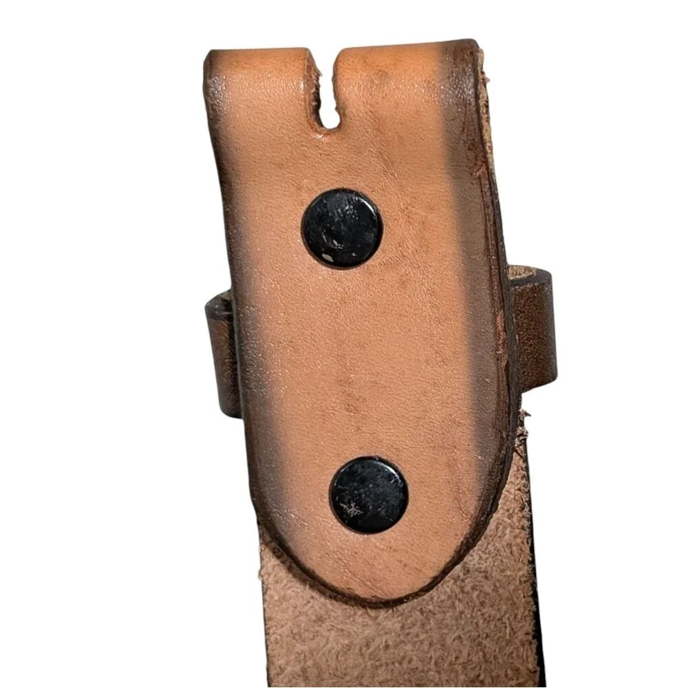 Brown leather tooled eagle belt cow hide western cowboy rodeo festival